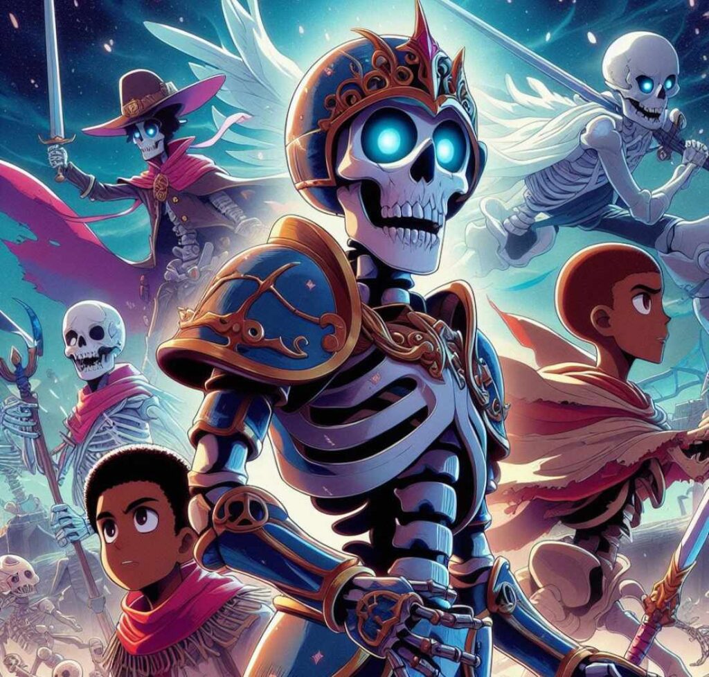 Skeleton warriors in a fantasy battle scene from Skeleton Knight in Another World Season 2